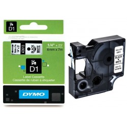 DYMO Cassette D1 (45021) ruban nylon impression blanc sur fond noir 12mmx7m  pour étiqueteuse Dymo