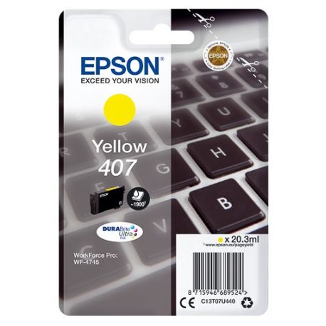 Cartouche d'encre Jaune Haute capacité Epson pour WorkForce Pro 4745DTWF .. (n°407)