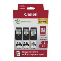 Multipack Canon (2 x PG-540/CL-541XL) et 50 feuilles papier photo 10 x 15 pour Pixma MG2150 / MG3150...