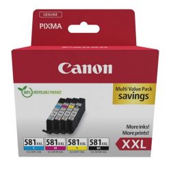 Multipack 4 encres très haute capacité (BK, C, M, Y) Canon CLI-581 XXL pour Gamme PIXMA TS8150 ...