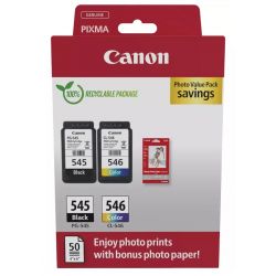 Pack Cartouche jet d'encre noir + couleur pour Canon MG2450 / IP2850...+ papier photo (PG-545/CL-546)(8287B009)