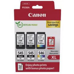 Multipack 2 x noir + couleur + papier photo Canon pour pixma MG2450 / MG2550 / MX495...(2 x PG-545XL + CL-546XL)